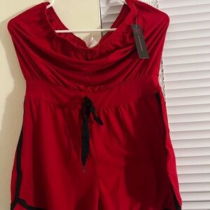 Red romper (tube top and shorts connected)